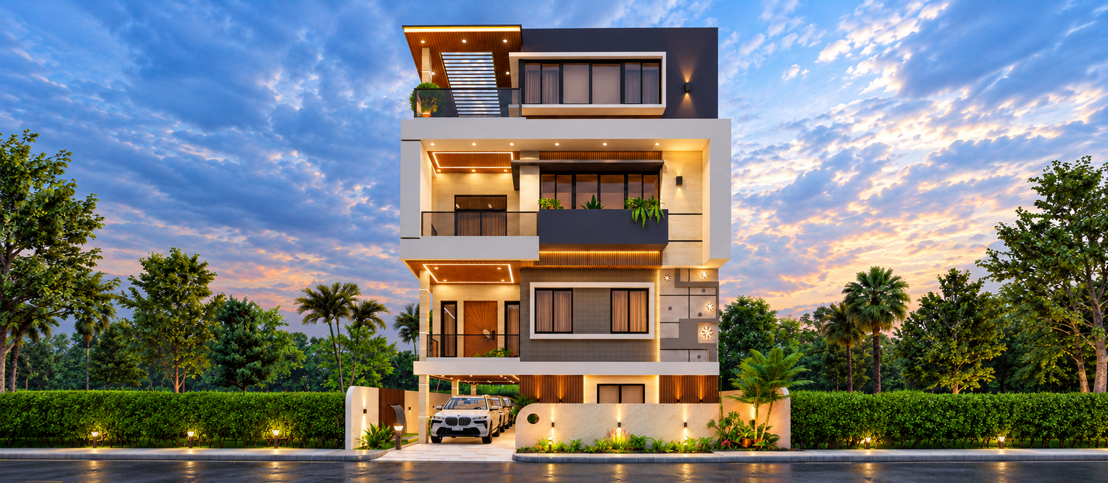 Modern Luxury Villa at Sunset